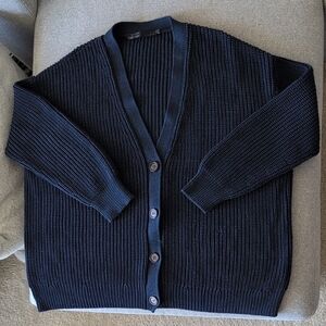 Jenni Kayne Navy Cotton Cocoon Cardigan - Small